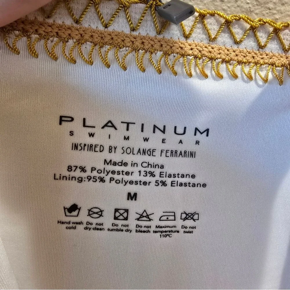 Platinum PQ by Solange Ferrarini Crochet Trim One Piece Swimsuit NWT Sz M